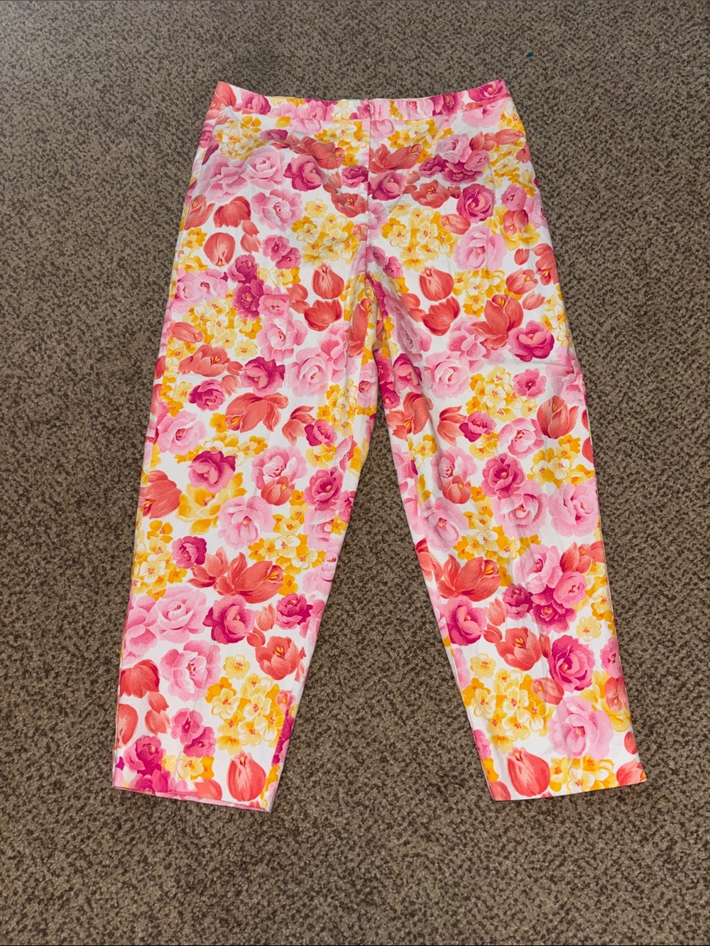 Talbots Girls Floral Capri Leggings - Pink, Yellow & Coral